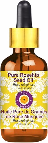 dève herbes Aceite de semilla de rosa mosqueta puro (Rosa rubiginosa) con cuentagotas de vidrio prensado en frío 1.0 fl oz (1 oz)