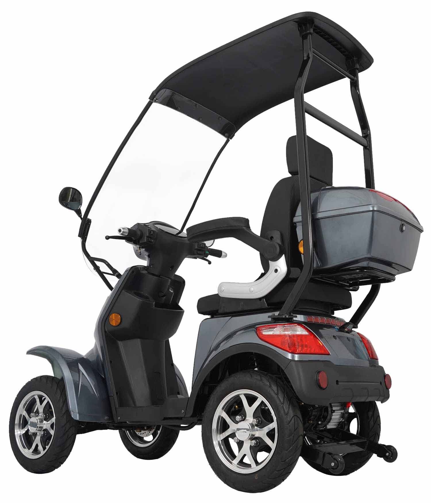 Elektromobil “VITA CARE 4000 Dach”, 25 km/h, 50 Kilometer Reichweite, Blei-Gel-Akku, Seniorenmobil, E-Mobil, Senioren, Seniorenroller Straßenzulassung, Elektrofahrzeug, Grau
