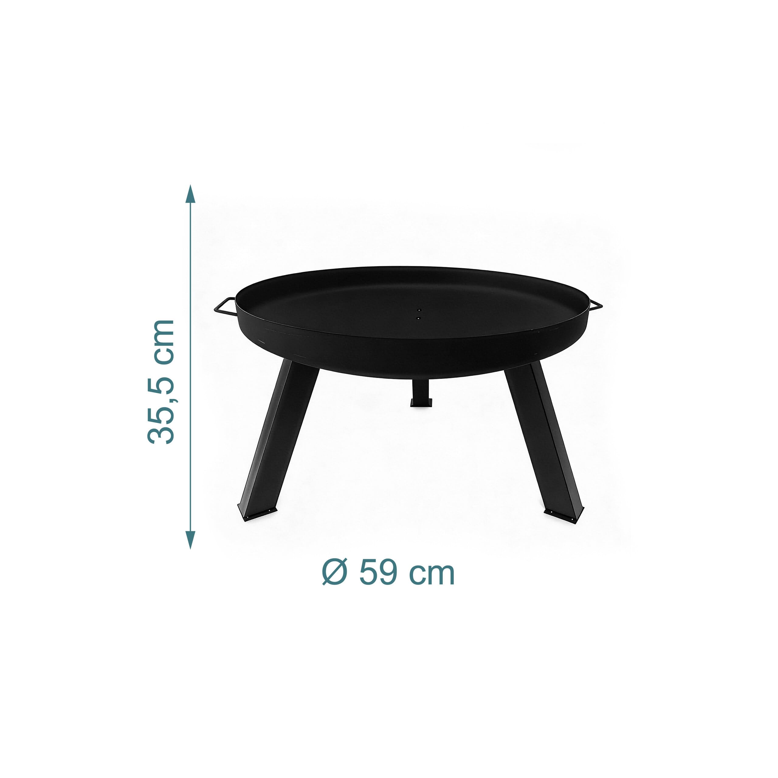 Relaxdays braciere, Ø 59 cm, con attizzatoio, Acciaio Verniciato a Polvere, per Giardino