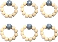 Vista 7 de Juego de 6 servilleteros de madera con cuentas de madera Servilleteros de madera rústica para decoración de mesa Servilletero de LEBEJUA hecho a