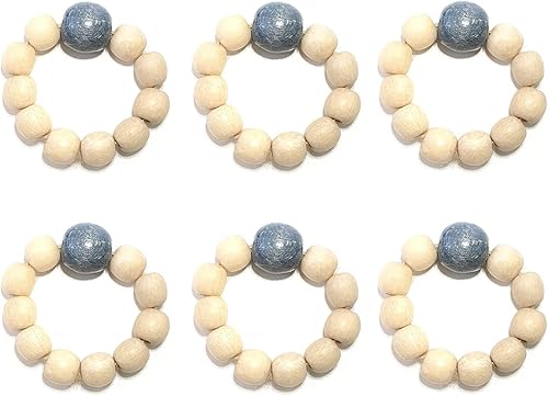 Miniatura 7 de Juego de 6 servilleteros de madera con cuentas de madera  Servilleteros de madera rústica para decoración de mesa  Servilletero de LEBEJUA hecho a