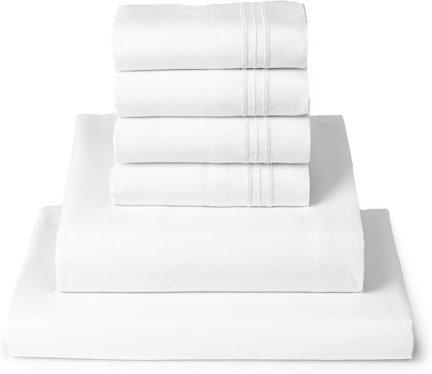 Mellanni King Sheet Set - 6-Piece Iconic Collection Bedding, (Including 4 Pillowcases), 16-Inch Deep Pocket, Easy Care, Extra Soft, Cooling Sheets, Brushed Microfiber - White