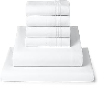 Mellanni Queen Sheet Set - 6-Piece Iconic Collection Bedding, (Including 4 Pillowcases), 16-Inch Deep Pocket, Easy Care, Extra Soft, Cooling Sheets, Brushed Microfiber - White