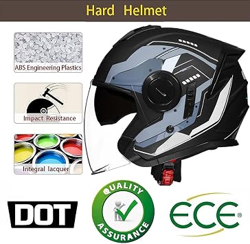Motorcycle Open-Face Helmets Modular Helmets Full Face Helmets Flip-up Helmets Offroad Helmets Motocross Helmets With ECE Double Visor Sun Visor For Women Men Matt Black