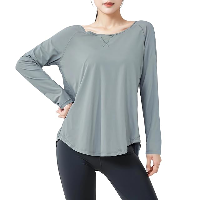 Xxl Yoga Tops For Women Soft Stretch Nylon Spandex Long Sleeve Activewear Moisture-Wicking Breathable Ideal For Fitness Yoga