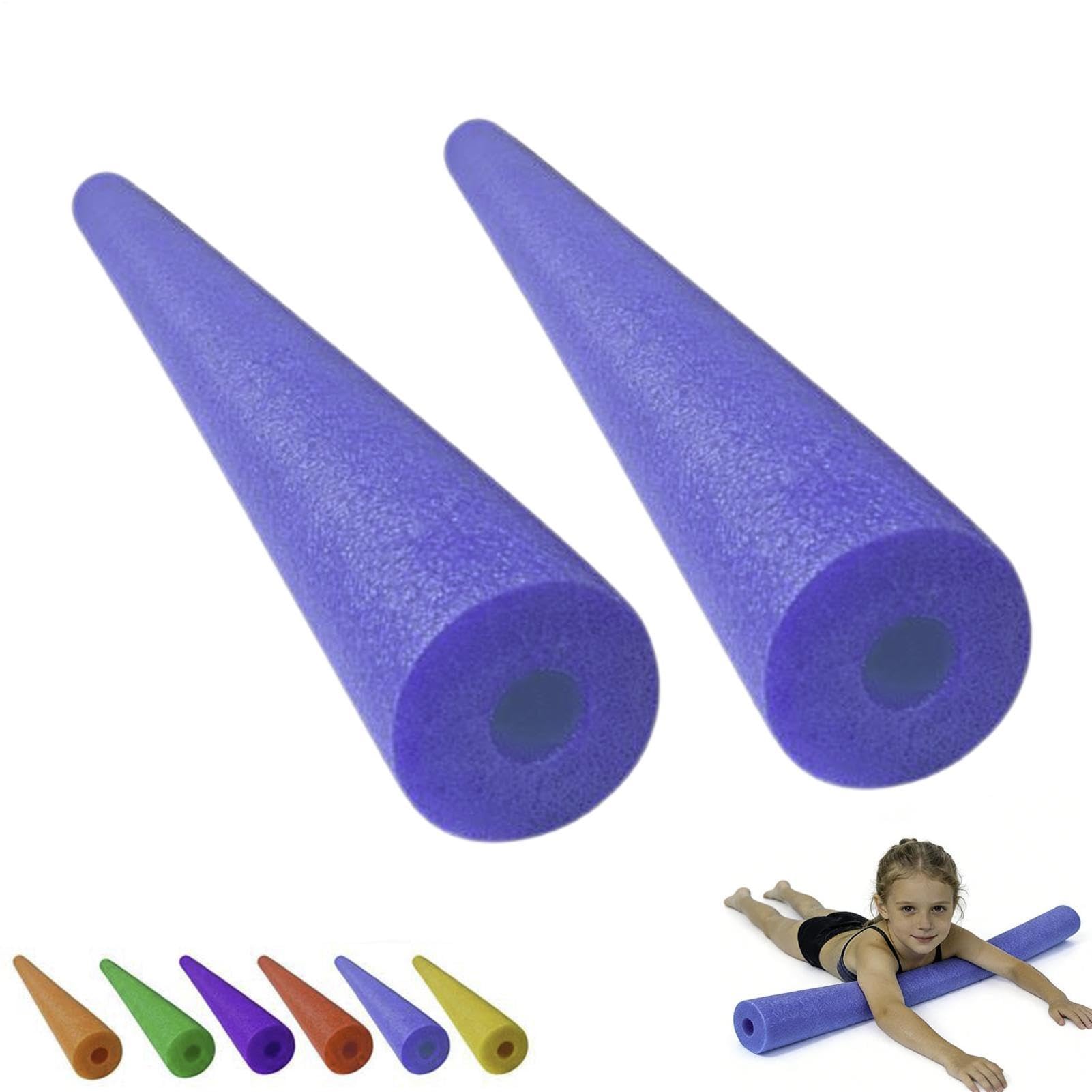 2PCS Pool Noodles With Hole, Foam Swimming Noodles For Kids Adults, Flexible Noodle Foam Tube, Pool Noodle Floats Toys, Swimming Aid For Beginners Learing Training, Party, Beach, Yard(Blue)