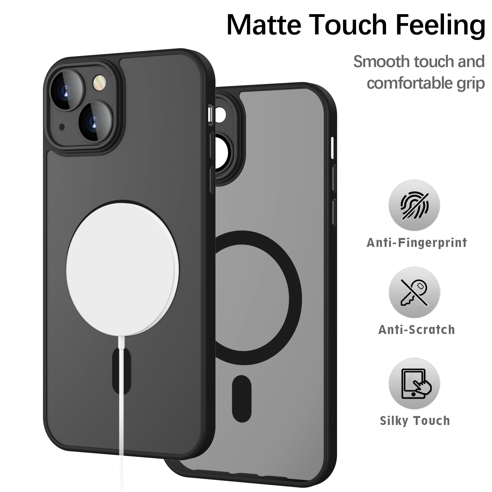 YUANDMI Case for iPhone 14 Plus 6.7 Black, matt black - Image 4