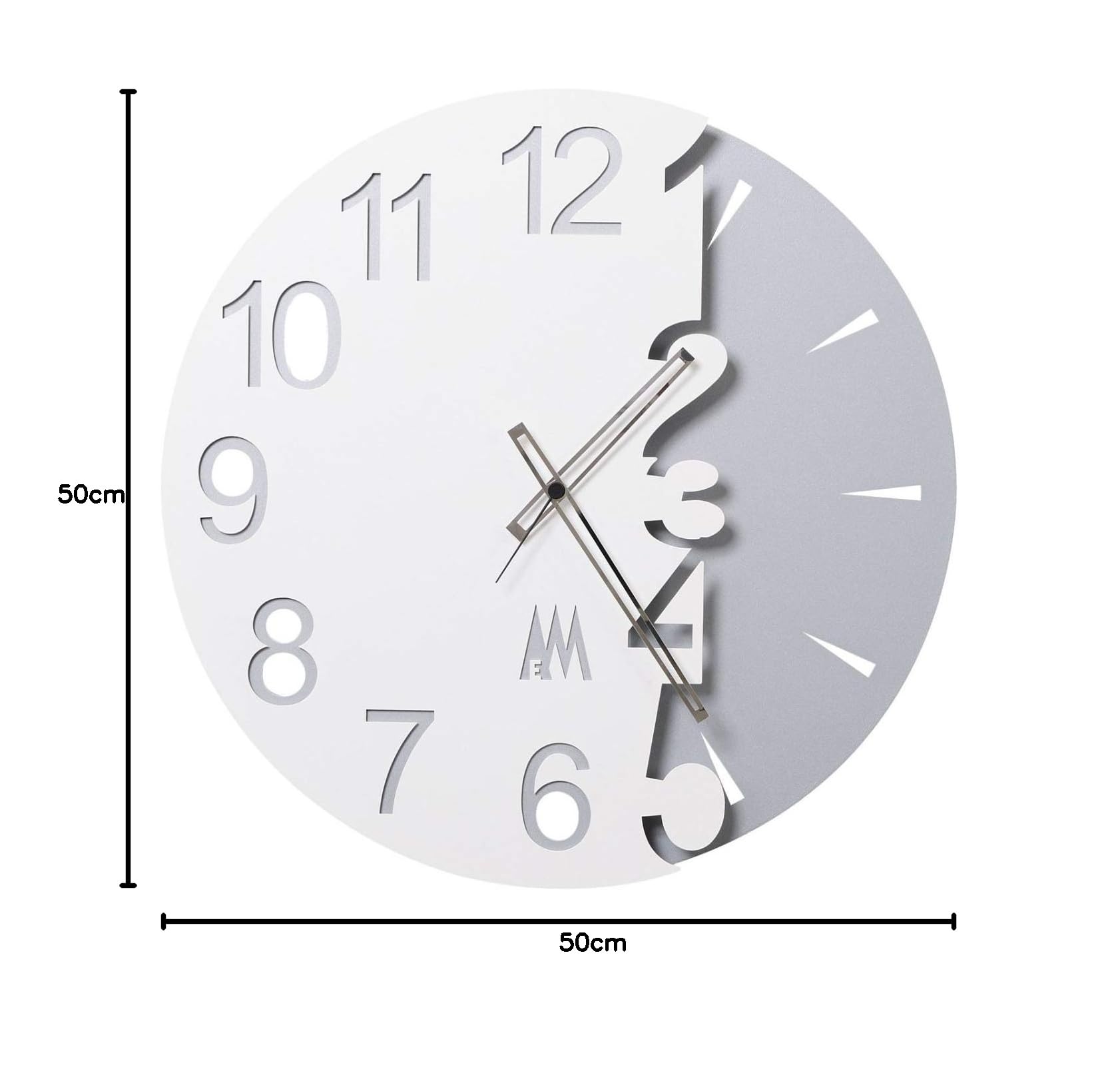 Arti & Mestieri Full Moon - Orologio da Parete di Design 100% Made in Italy - in Ferro, Diametro 50 cm - Bianco Neve