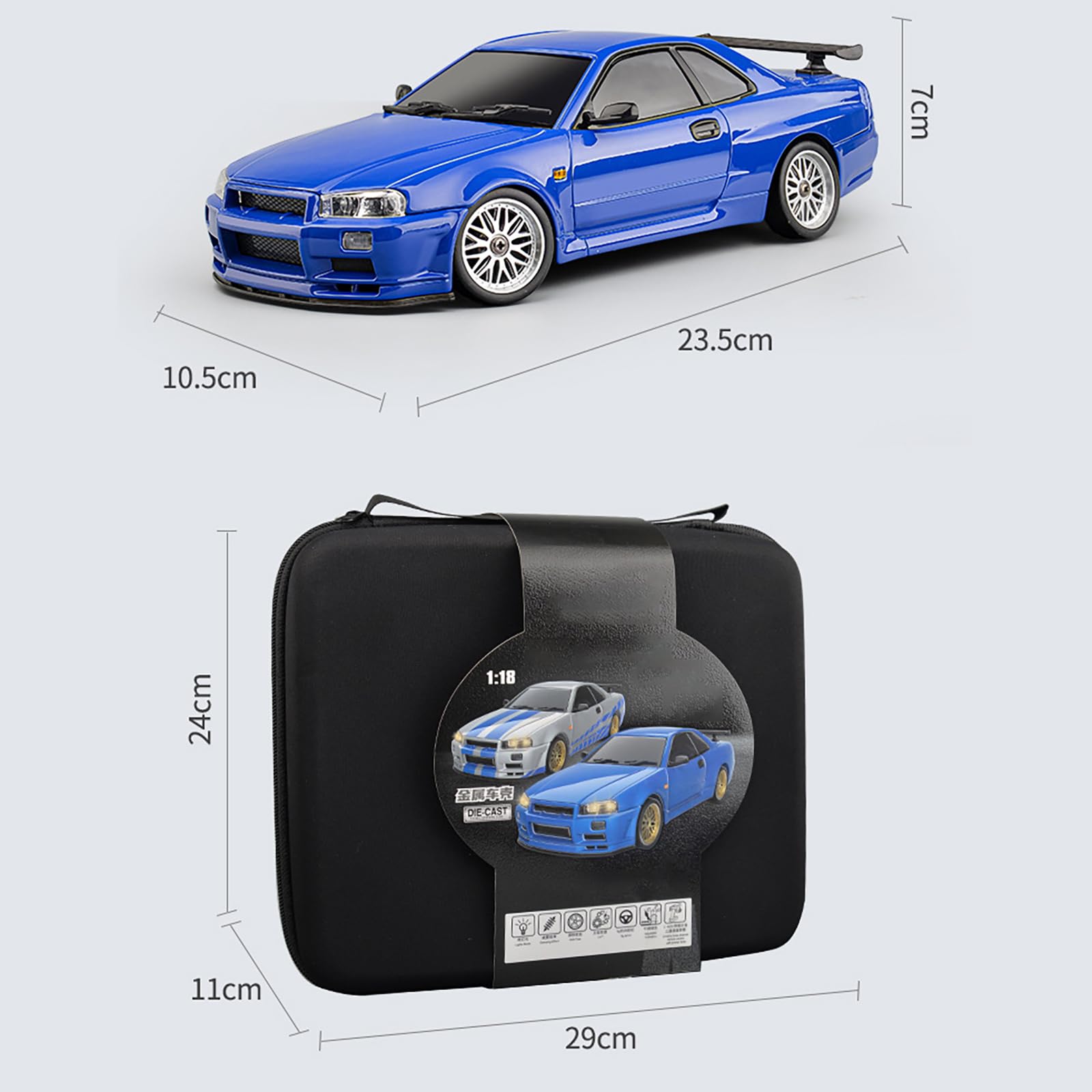 LD1899 1:18 RC Drift Car 2.4GHz RWD z żyroskopem na szosie Samochody wyścigowe z karoserią ze stopu aluminium Sterowanie radiowe dla dorosłych