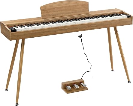 GLARRY Digital Piano Keyboard, 88 keys Full Weighted Electric Piano, Heavy Hammer Action Keyboard with 3 Pedals for Beginner, Bluetooth, Power Supply, 2 Speakers Burlywood