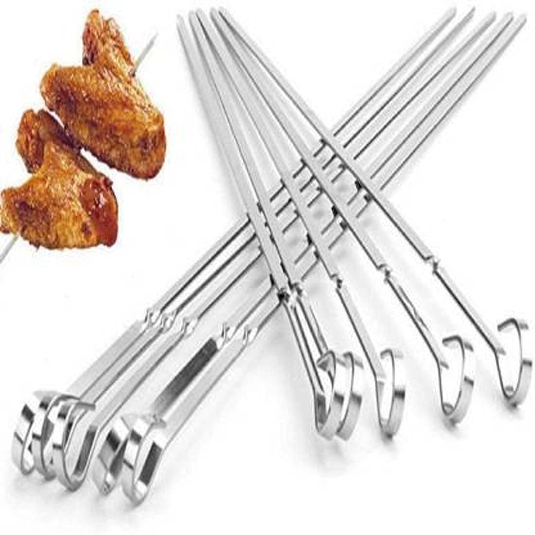 JILMAJ Stainless Steel Barbecue Sticks BBQ Roast Kabab Grill Chicken Tikka Fruit Salad Flat Metal Skewers Shish Kebab Skewers BBQ Sticks Grill Tools Oven Pan Grilling Picnic 10pce - 42cm (B0D31V4NS9) Amazon Price History, Amazon Price Tracker