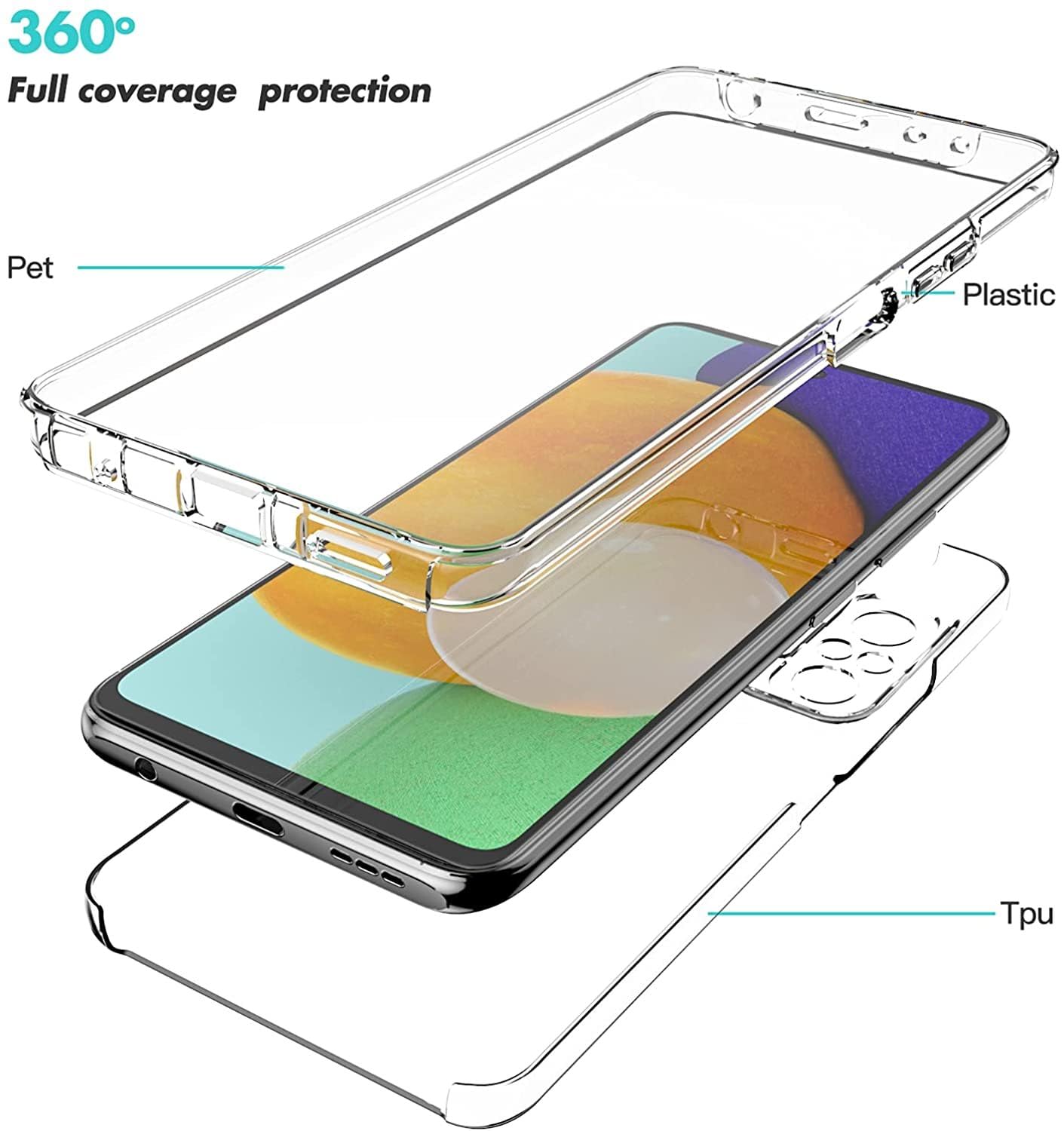 COPHONE - Cover per Samsung Galaxy NOTE 10 100% trasparente 360 gradi protezione totale morbida anteriore + rigida posteriore. Custodia touch antiurto a 360 gradi per Galaxy NOTE 10