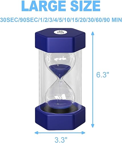 Miniatura 8 de SuLiao Reloj de arena con temporizador de arena de 90 minutos para niños, reloj de arena irrompible grande de 6.3 pulgadas, reloj de arena de