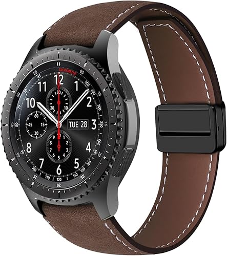 Miniatura 7 de MroTech Correa de reloj de cuero genuino de 0.866 in, compatible con Samsung Gear S3 FrontierClassicGalaxy Watch 1.811 in SM-R800Galaxy Watch 3
