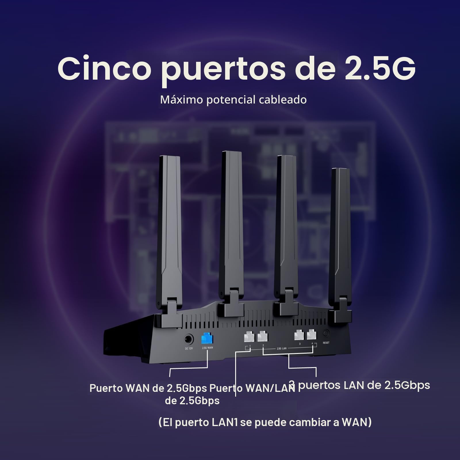 GL.iNet GL-BE9300(Flint 3) Tri-Band WiFi 7 Router, Router para Juegos de Alta Velocidad, Cobertura extensiva, 5 x 2.5G Multi-Gig Ports, Conectividad de Dispositivos masivos, tecnología MLO, Rapid