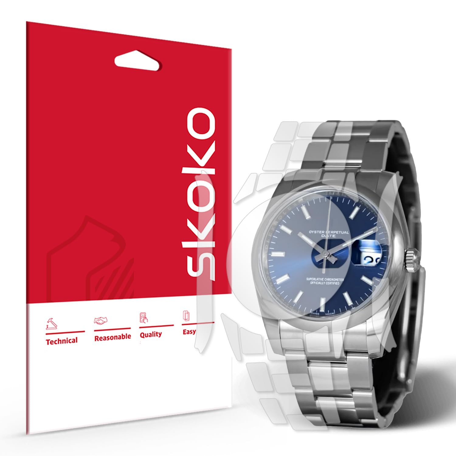 skoko [2 Pack] Full Body Protective Film Compatible with Rolex Oyster Perpetual Date 34mm, Transparent Clear Skin, Full Protector, Anti Scartch,