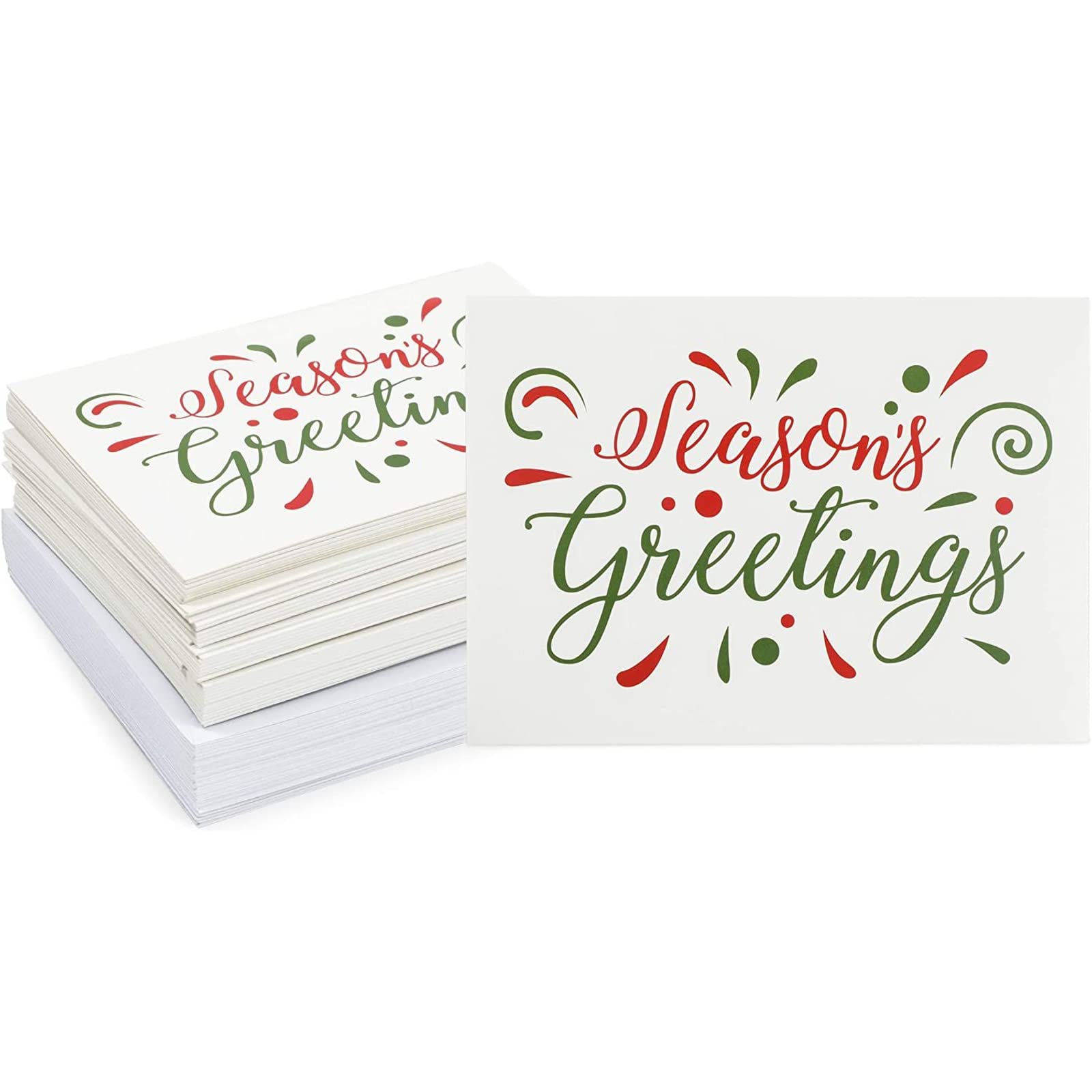 Sustainable Greetings Season's Holiday Cards for Christmas (48 Pack, 4.5 x 6.2 In)