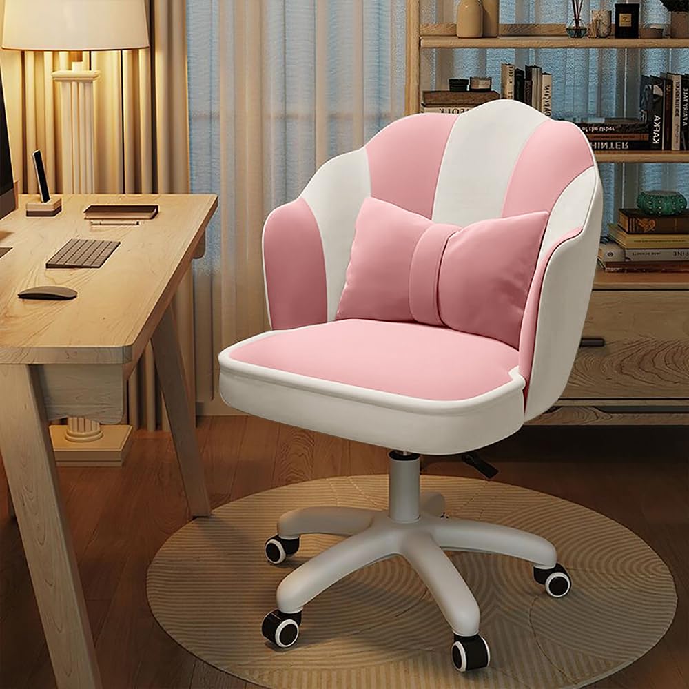 XUEGW Niedlicher Schreibtischstuhl mit Blütenblatt, Samt, mit Schleife, Schmetterling, Heimbüro, Stühle für Schlafzimmer, Computer, Arbeitsstühle mit Rückenlehne