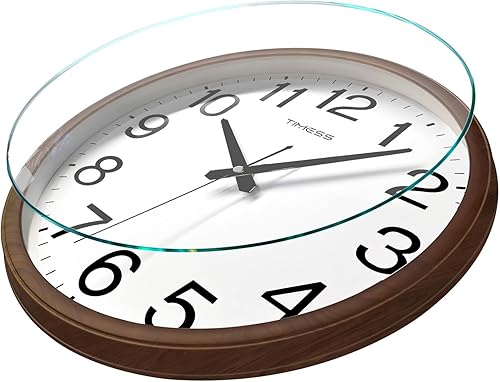 Miniatura 3 de Reloj de pared, acabado de madera clásico, reloj analógico silencioso de 16 pulgadas, funciona con pilas, decoración retro ideal para el hogar,