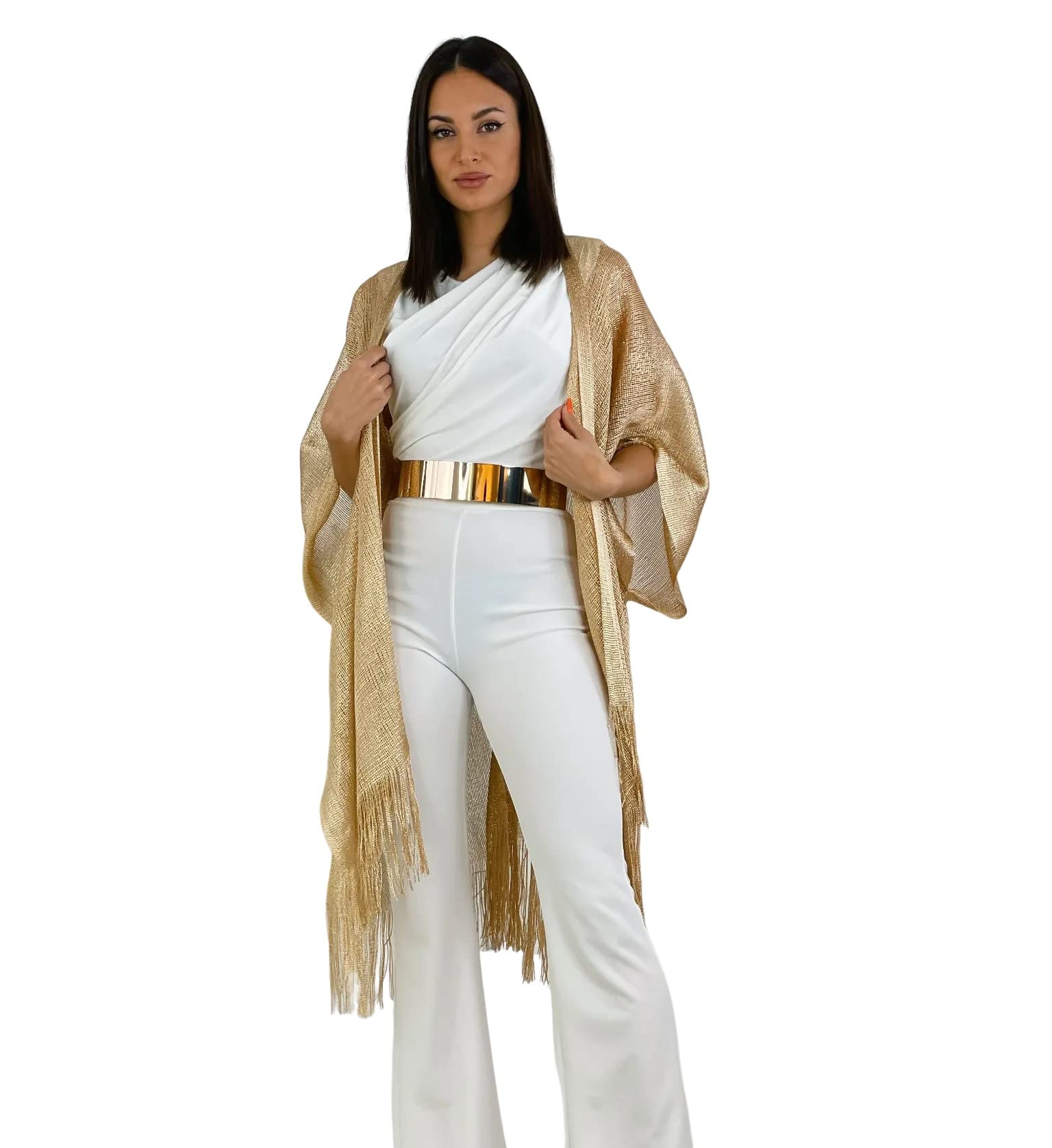 Cardigan Étole Femme Châle Wrap Écharpe Brillante 1.80 X 1.20 cm Cérémonies Soirée Fêtes Mariage Cocktail Bal de Promo Couleur Doré Pailletée