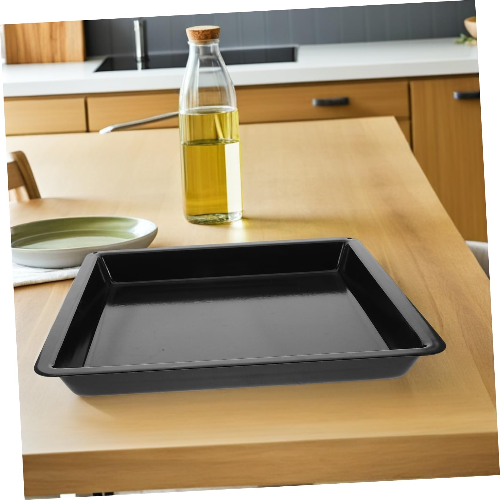 NOLITOY Backblech Schwarzem Emaille Profiqualität Antihaftbeschichtet 32,2x32,2x3,2cm Gastronomie Backform für Backofen Große Bratform Langlebig