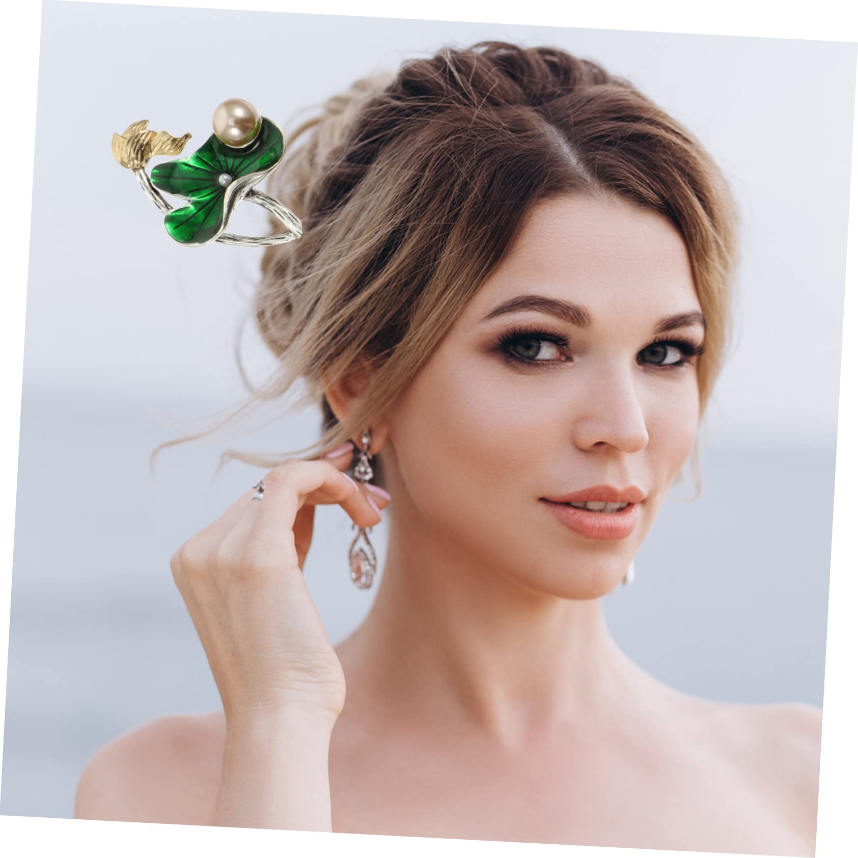 Damen-Haarklammern Lotus-Design – Versilbert, Für Brötchen & Langes Haar