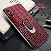 Produktbild Yidai-Silu iPhone X/Xs Echtleder Back Cover Krokodil Muster, 360° Magnet KFZ, Handy Ring  Business TPU Bumper Case rutschfest Handy Hülle für iPhone X/Xs 5,8 Zoll - Weinrot