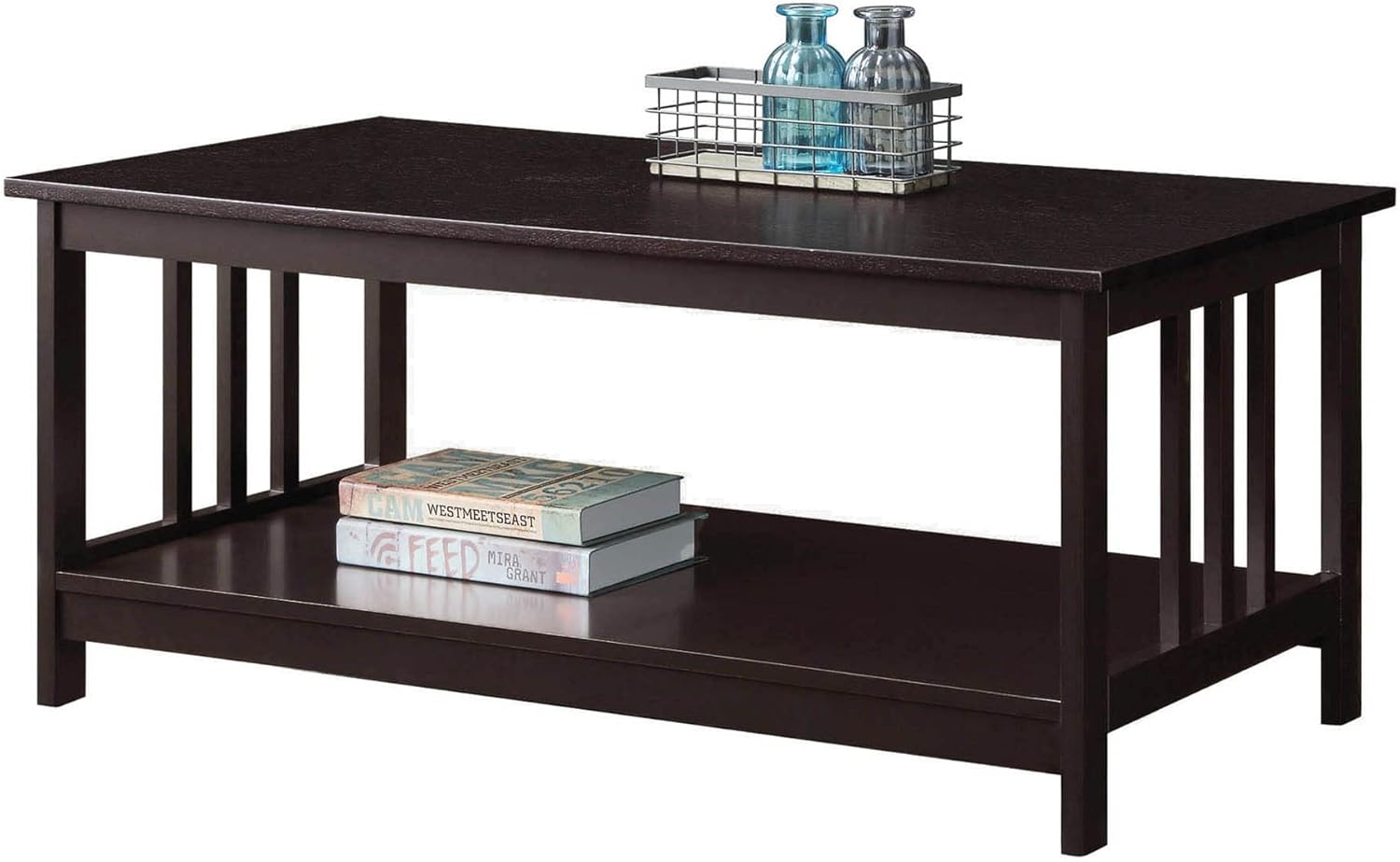 Espresso Mission Rectangular Coffee Table with Shelf