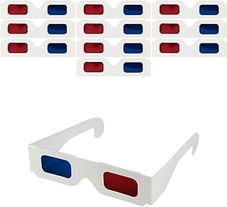 3D Paper Glasses for Movies and TV - Blue and Red Anaglyph Cardboard Glasses for Films