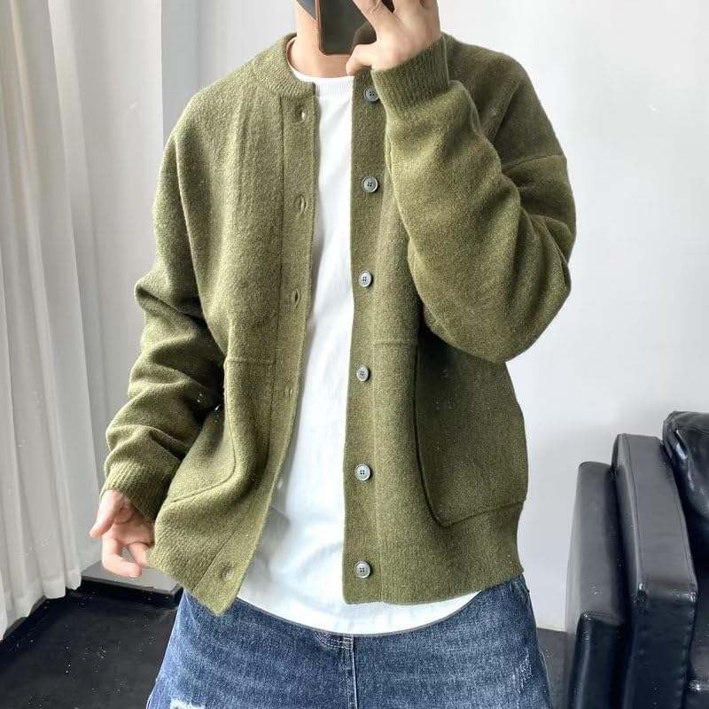 Men's Cardigan Sweaters Wool Casual Solid Crewneck Button Down Sweater Spring and Autumn Knitted Sweaters2