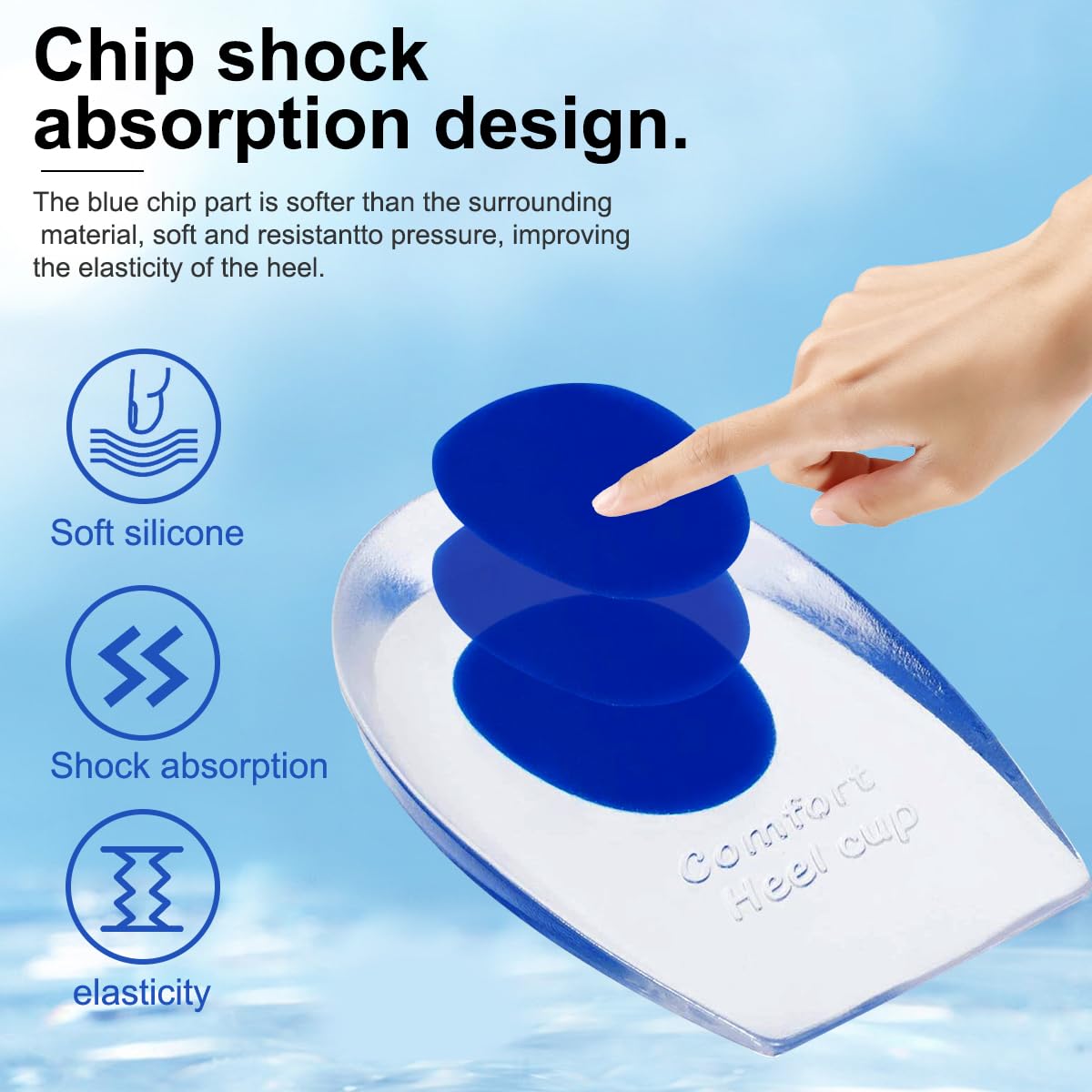 2 Pair Gel Heel Pads for Plantar Fasciitis, Blue Gel Insoles for Heels Foot Gel Cushion Pads for Heel Pain, Bone Spur & Achilles Pain (UK 7.5-12/EU 40-45) - Image 3