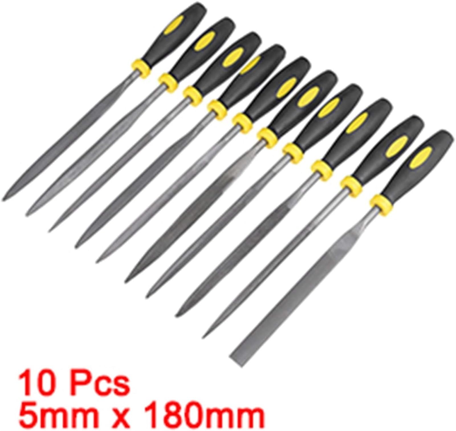 Lima de escofina de Metal, Juego de limas de Aguja, 10 Piezas de limas de Aguja Redondas de Acero con Alto Contenido de Carbono de 5 x 180 mm / 3 x 150 mm con Mango de Goma for la Lima Resistente del