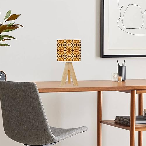 Miniatura 3 de Lámpara pequeña amarilla Lisboa con textura infinita, adorno de café, batik, quemado, étnico, trípode, lámpara de mesa, linda mini mesita de noche,