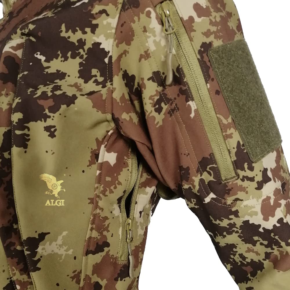 ALGI Giacca Termica Soft Shell con Cappuccio SUMMIT MIMETICA VEGETATO