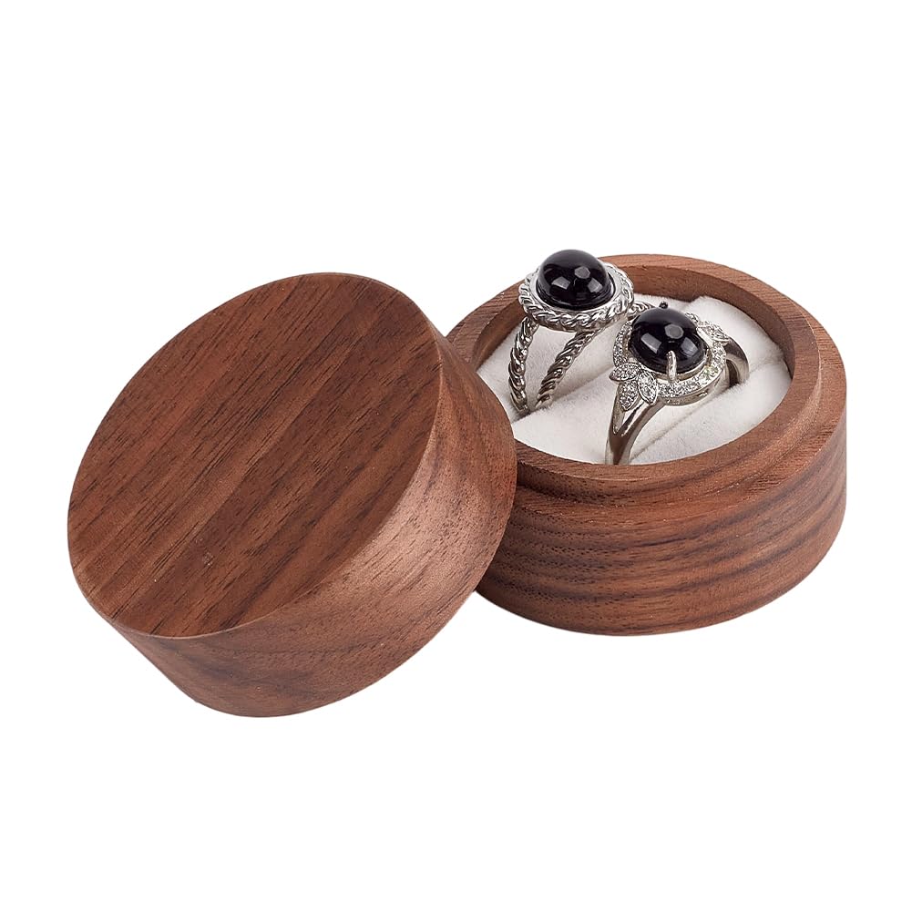 Boîte bague mariage en bois à 2 emplacements avec velours blanc