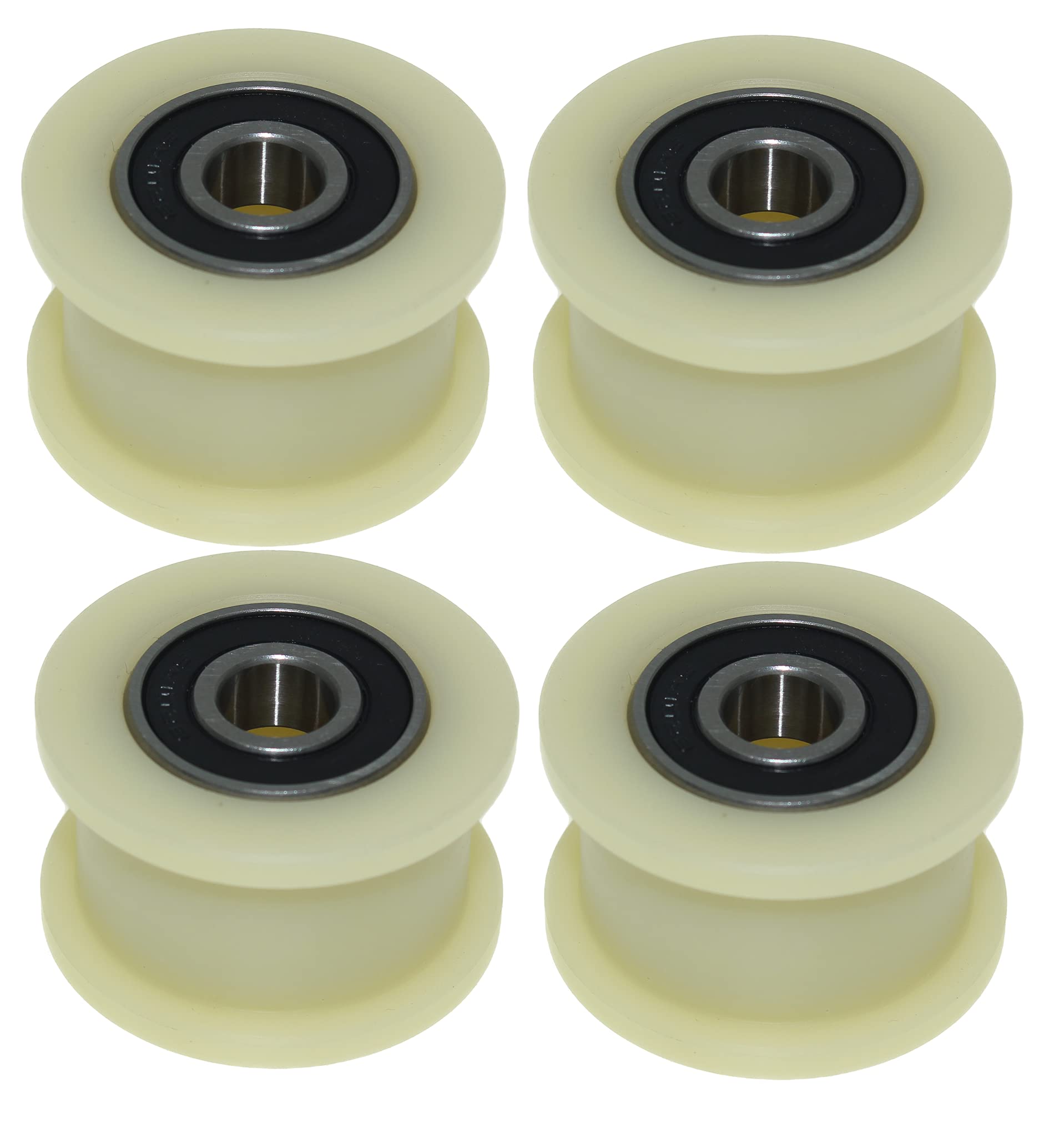 Lot de 4 x Enrouleur de ceinture en nylon 50 mm de diamètre 21 mm Groove Roulement 12 mm avec précision usiné dans l'Union européenne (50–21–12)