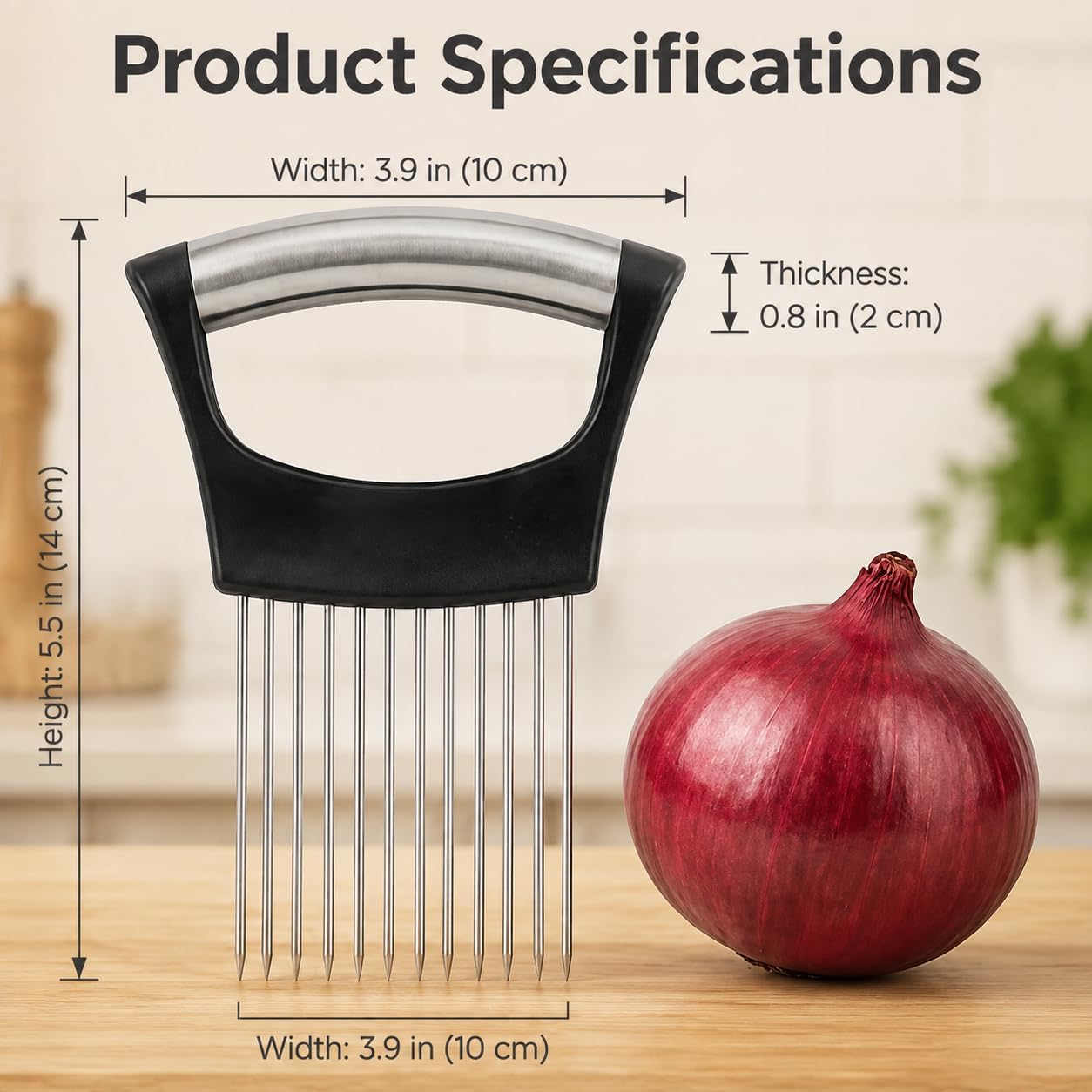 Onion Holder for Slicing Stainless Steel Food Pinner and Meat Tenderizer for Tomatoes, Avocados, Multi-Use Kitchen Gadget