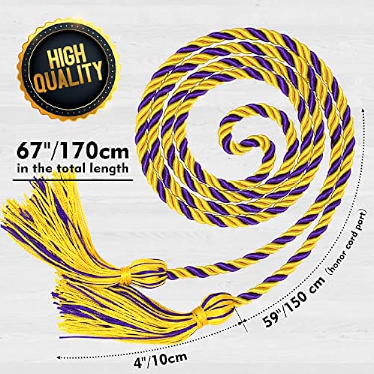 Graduation Cords Gold Purple Cords for Graduation 2026 Graduation Honor Cords (Mixed Gold and Purple)