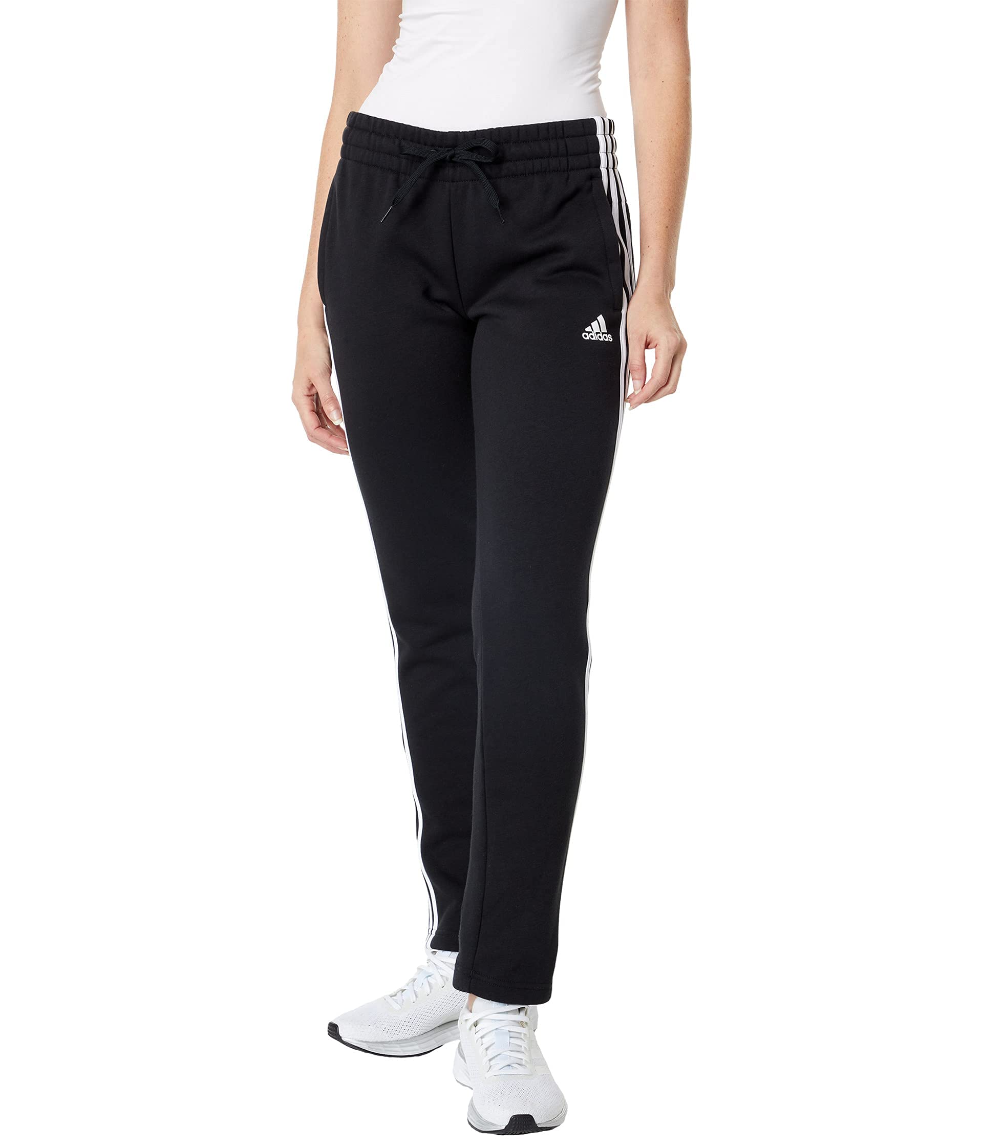 adidas Women's Standard Essentials Warm-Up Slim Tapered 3-Stripes Tracksuit Bottoms, Black, Large