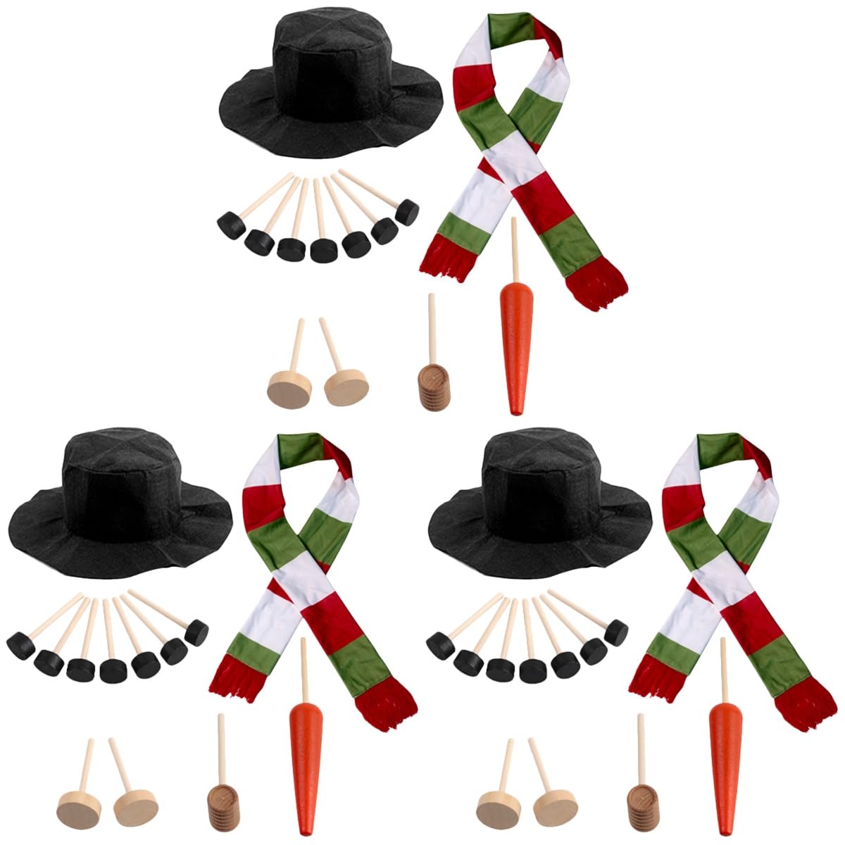 MAGICLULU 3 Sätze Schneemann verkleiden Zwerge Schneemann Bausatz Ornamente winterdeko weihnachtsbekleidung Xmas -Requisiten zum Selbermachen DIY -Anziehset hölzern