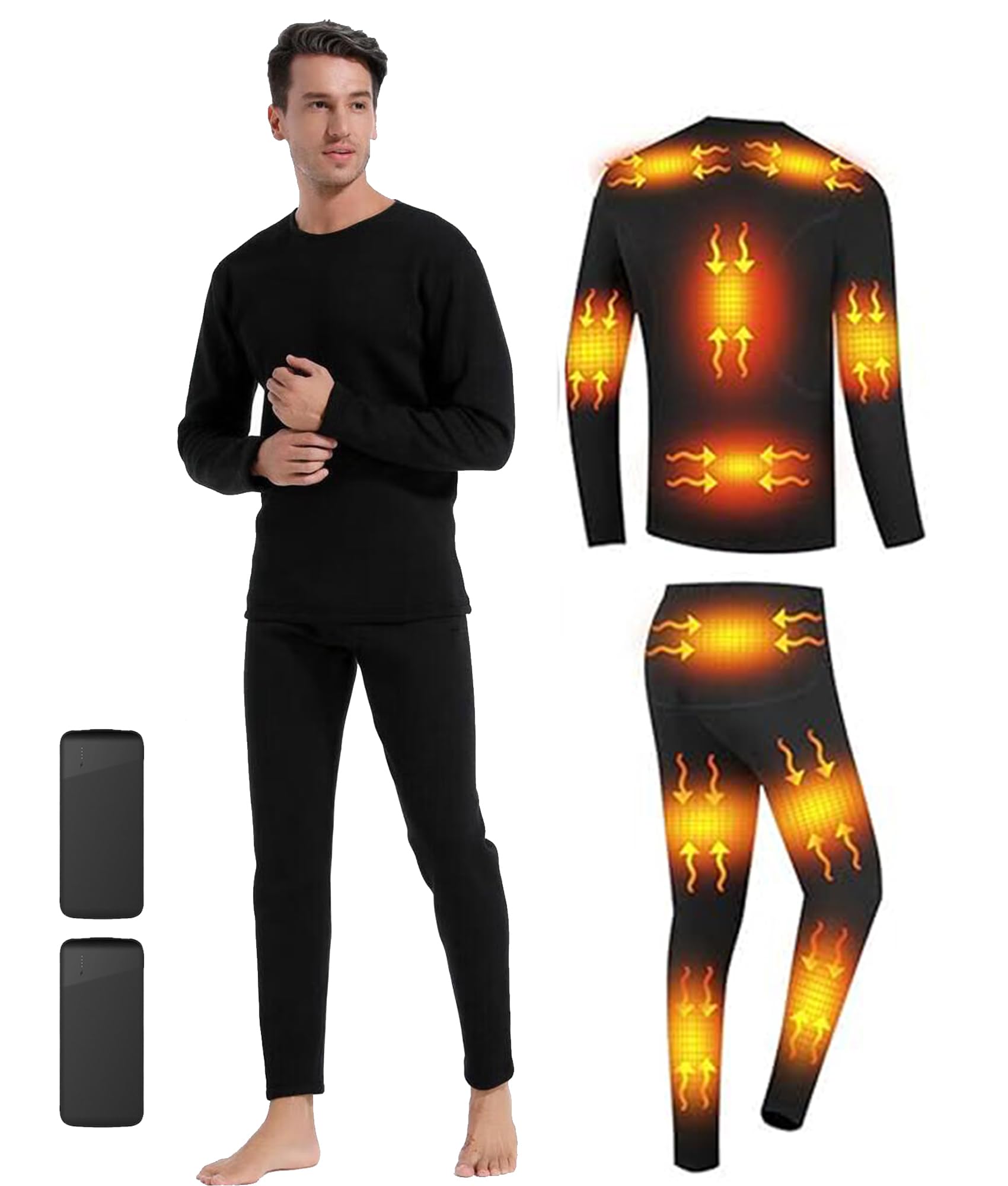 Men's Heated Thermal Underwear Set, Winter Outdoor Sports Underwear