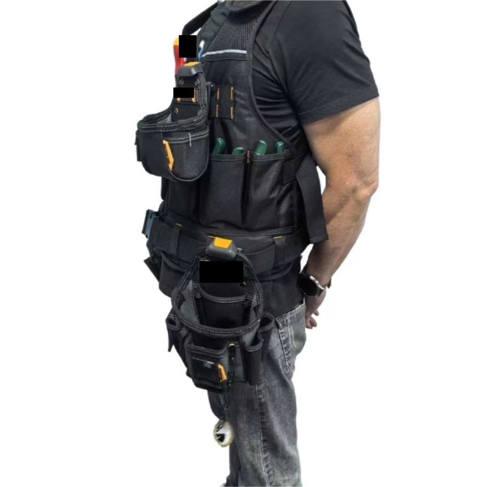 Chaleco de Herramientas Heavy Construction Vest Toolkit Pouch Durable Work Adjustable Buckle Multifunctional
