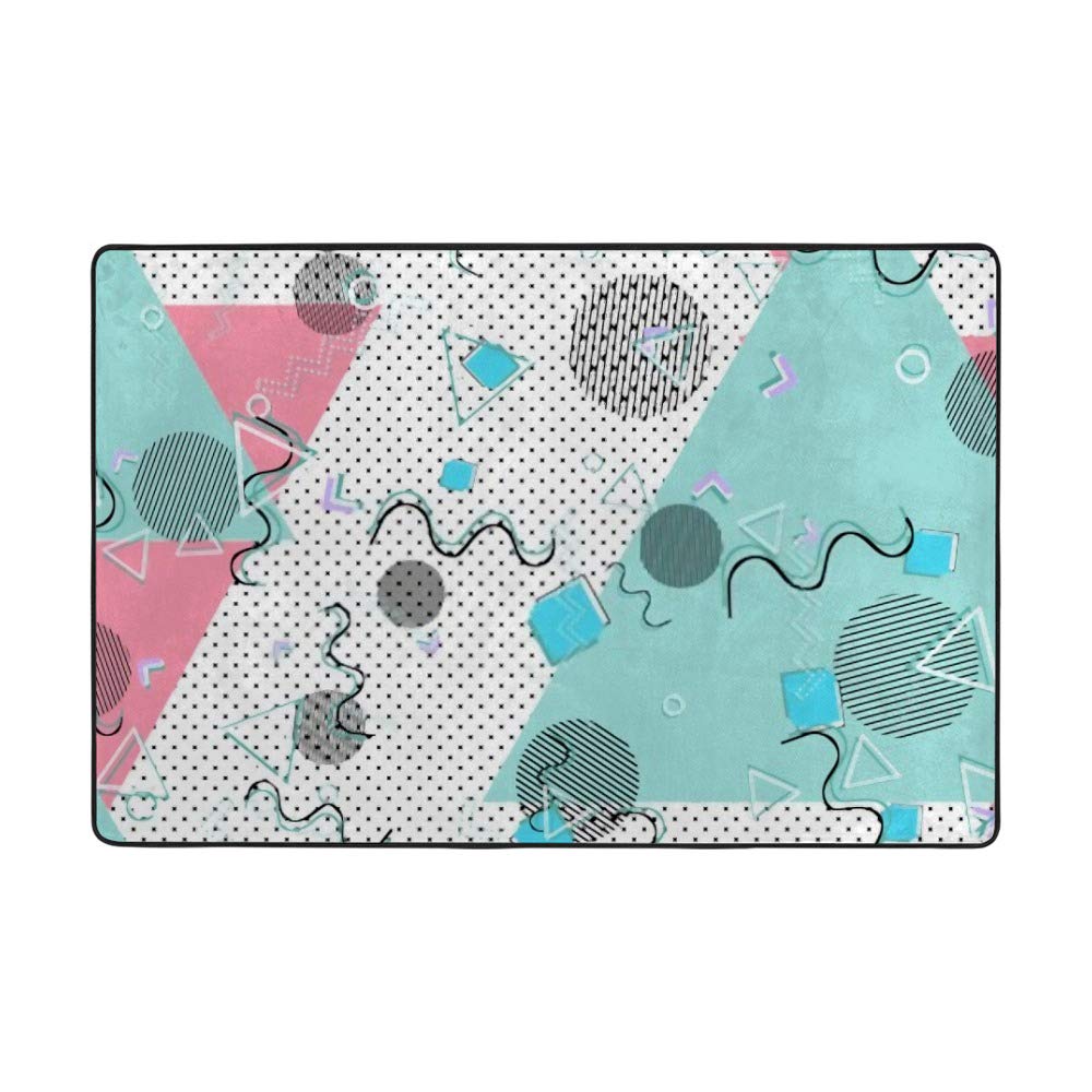Grand tapis de salon en velours corail haut de gamme style Memphis en coton stretch
