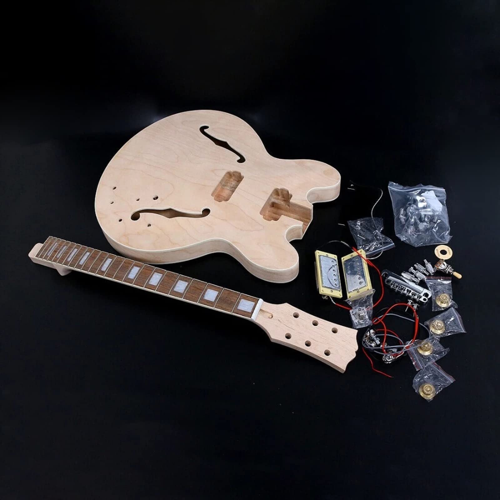 Niedokończona Gitara Elektryczna 1 Zestaw Gitara Klonowa Gryf Gitary I Korpus Gitary DIY Hollow Gitara Elektryczna Niedokończony zestaw gitary elektrycznej