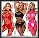 Twinice Fischnetz Dessous für Frauen Fischnetz Bodysuit Spitze Bodysuits Sexy Babydoll Nachtwäsche