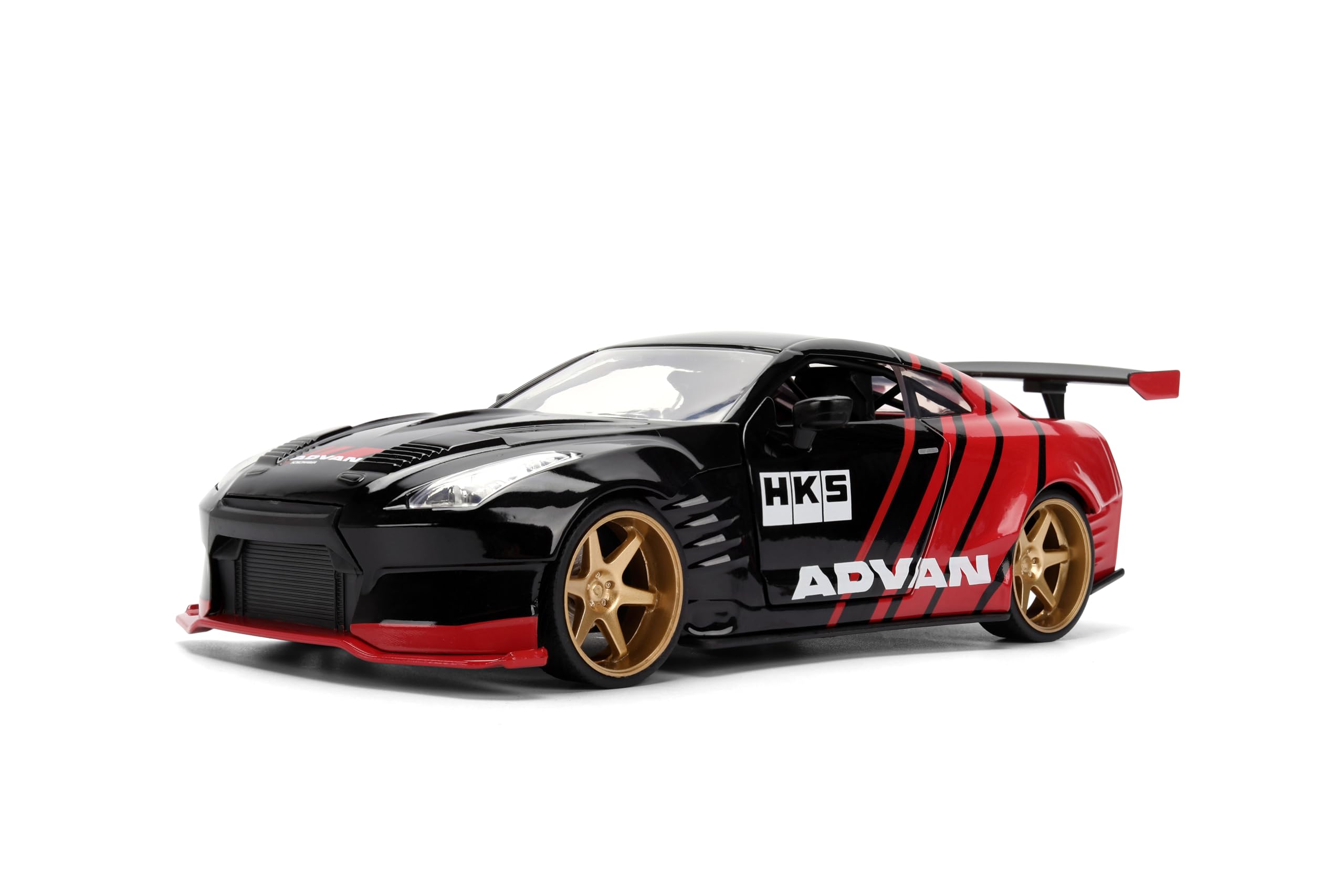 Jada 2009 Nissan GT-R Ben Sopra HSK Advan, Schwarz/Rot Toys 37022-1/24 Druckguss-Modellauto