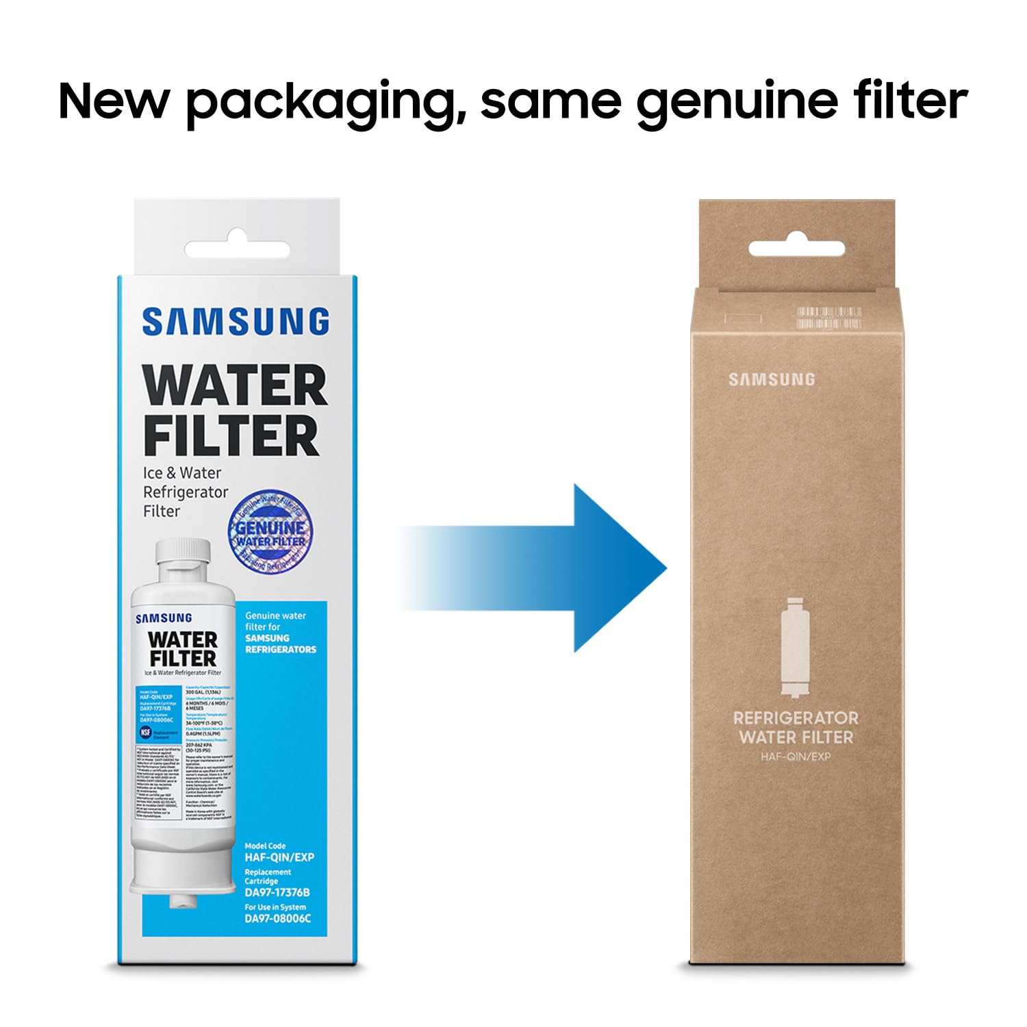 SAMSUNG - Filtro dell'acqua per frigorifero, confezione da 1 (HAF-QIN/EXP) (la confezione può variare), DA97-17376B