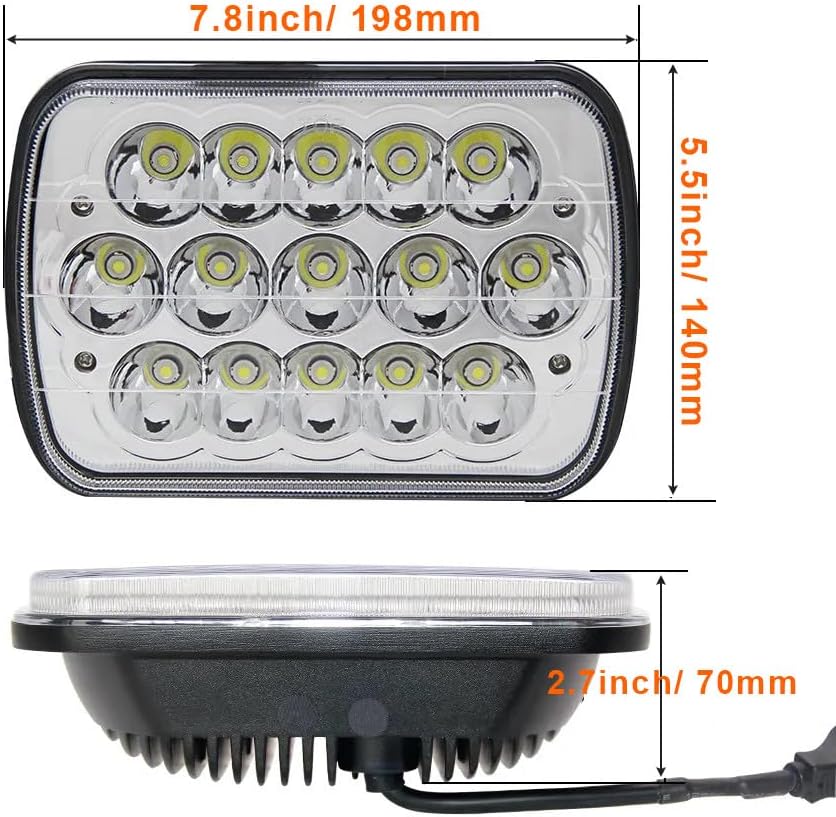 2PCS 5x7 Led Headlights Compatible With International 5900i 7300 7400 9200 9400 9900, Nissan Pickup Hardbody 240SX D21 Hi-lo Sealed Beam Rectangular Lights Bulb