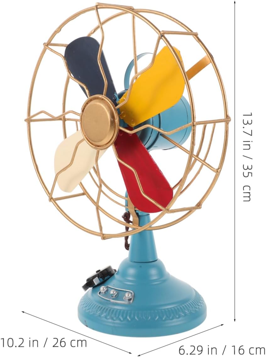 VOSAREA Vintage Table Fan Model Retro Fan Sculpture for Home Decor Desktop Ornament for Shops and Living Rooms