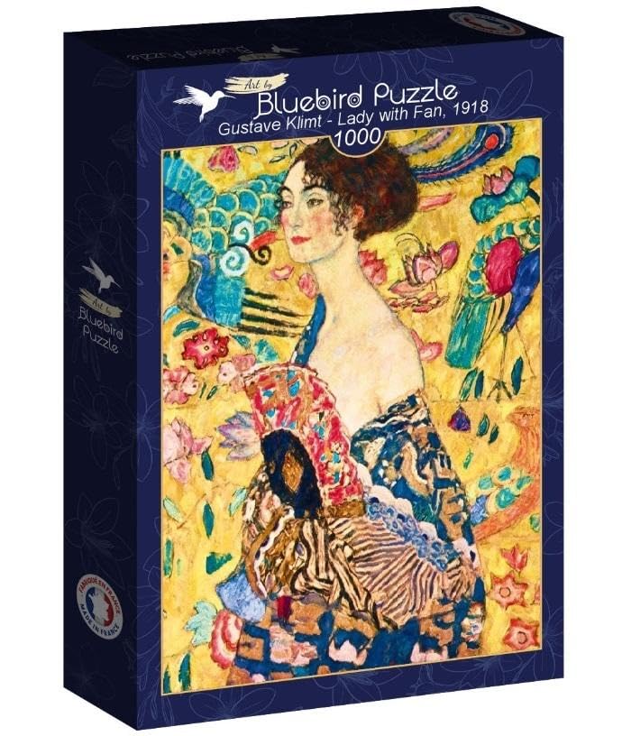 Bluebird Puzzle - Gustav Klimt, Lady with Fan, 1000 Pièces - Reproduction du Célèbre Tableau - Puzzle Adulte - Fabriqué en France